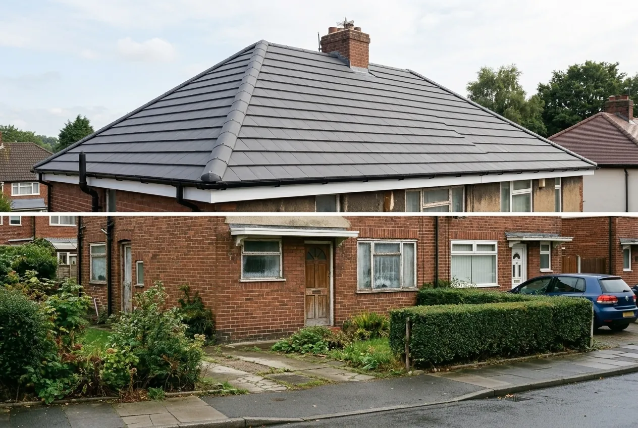 After — the same house with a brand new roof, fascias and guttering